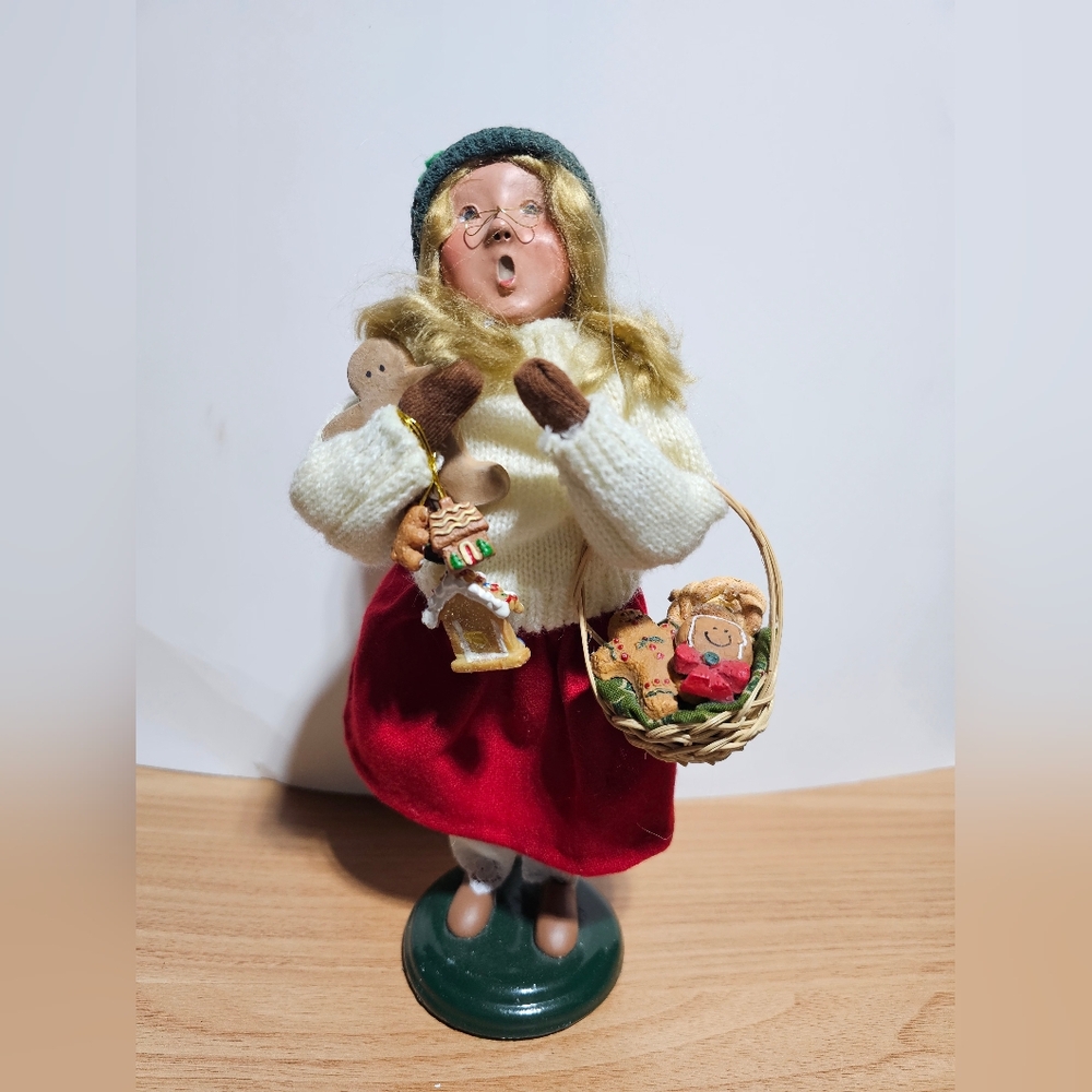 Holiday Caroler Figurine with Basket - Red and White